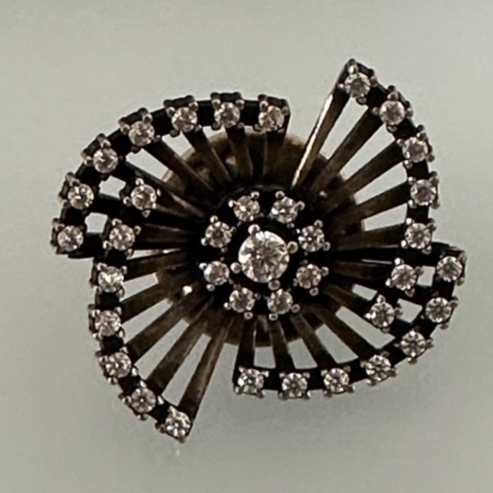 SAINT LAURENT authentic 100% Brooch - White Crystals Silver - Picture 2 of 6